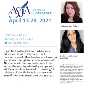 ASJA conference 2021: How to irritate an editor panel with Anna Goldfarb and Leslie Quander Wooldridge